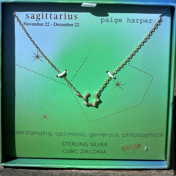 NEW Sterling Silver Cubic Zirconia "Sagittarius" Zodiac Constellation Necklace - Picture 1 of 3